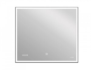 Зеркало Cersanit LED 011 design 80x70 с подсветкой часы металл. рамка прямоугольное (KN-LU-LED011*80-d-Os)