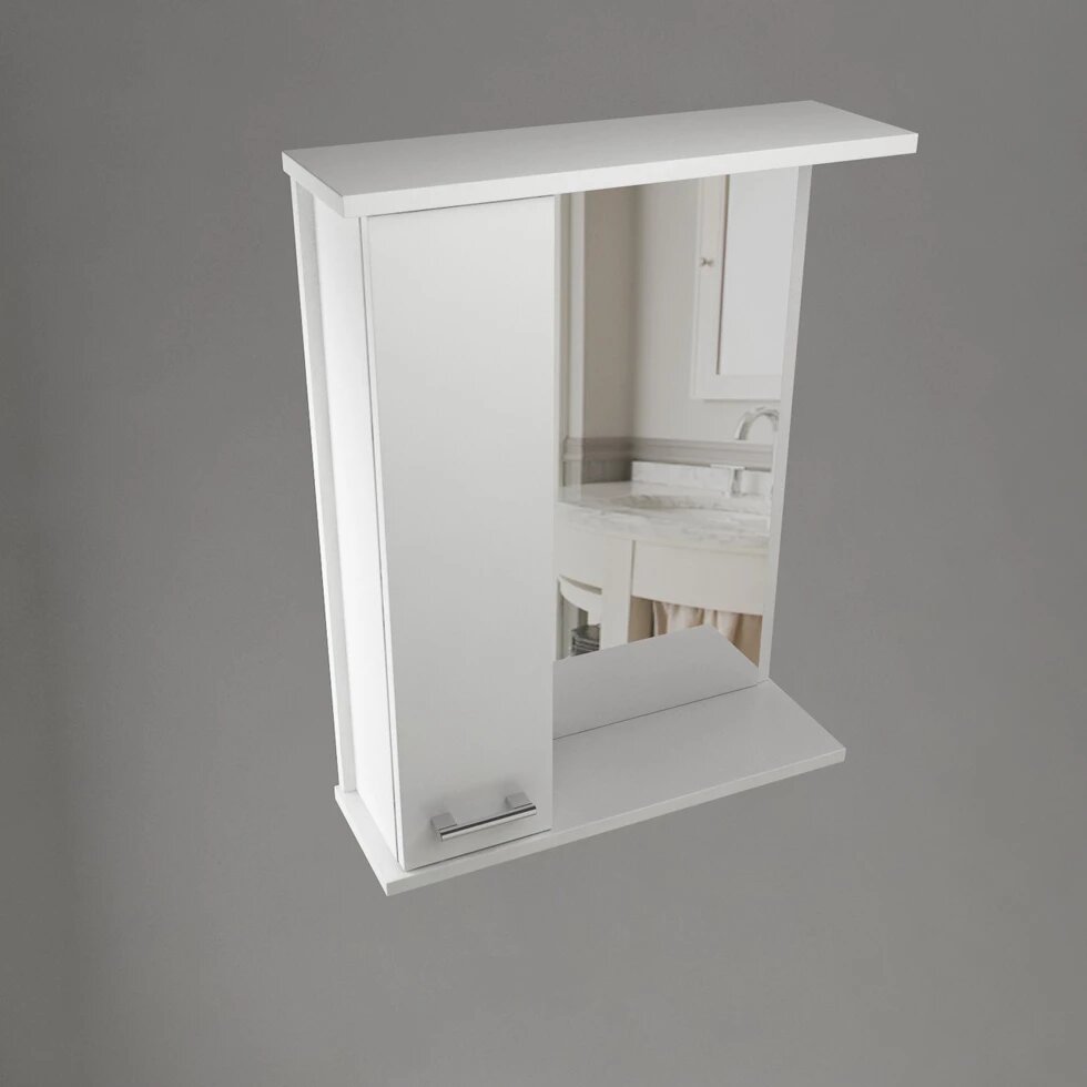 Шкаф навесной, 1 дверь + зеркало, 550,55*70*17 (Стиль, Белый снег, Молочный глянец)(4603750000000) от компании Интернет-магазин ProComfort - фото 1