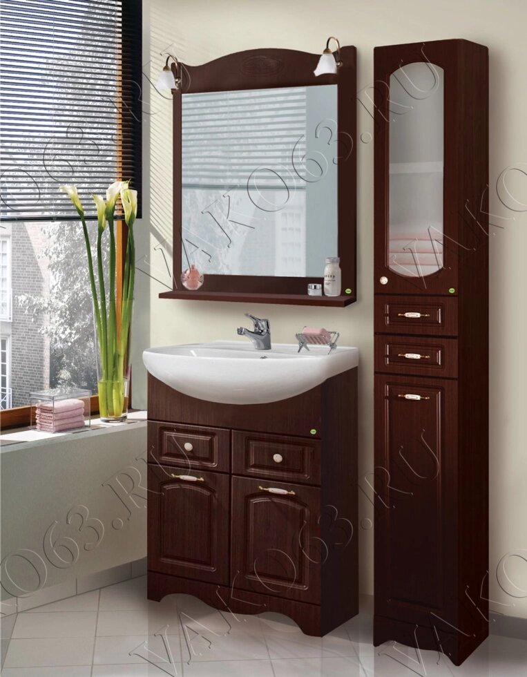 Шкаф зеркальный VAKO "Классика 600 венге" со светом от компании Интернет-магазин ProComfort - фото 1