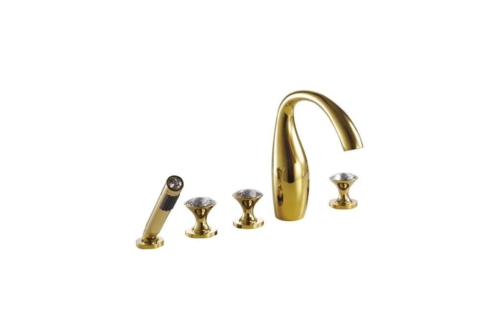 Смеситель для ванны BRAVAT POLAR CRYSTAL F54287G-ENG , золото от компании Интернет-магазин ProComfort - фото 1