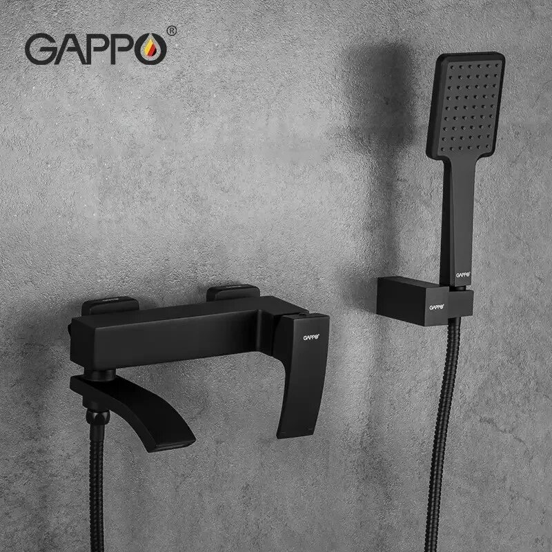 Смеситель для ванны с каскадным изливом Gappo черный G3207-6 от компании Интернет-магазин ProComfort - фото 1