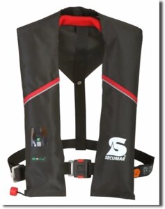 Спасательный жилет secumar ULTRA AX AUTO harness 150N (50кг)(баллон co²32г.)(черный) R 30382