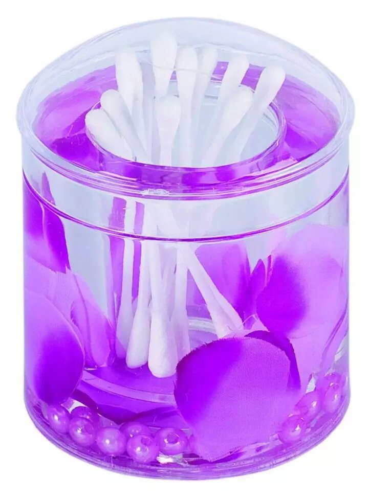Стакан Аквалиния для ватных палочек фиолетовые лепестки от компании Интернет-магазин ProComfort - фото 1