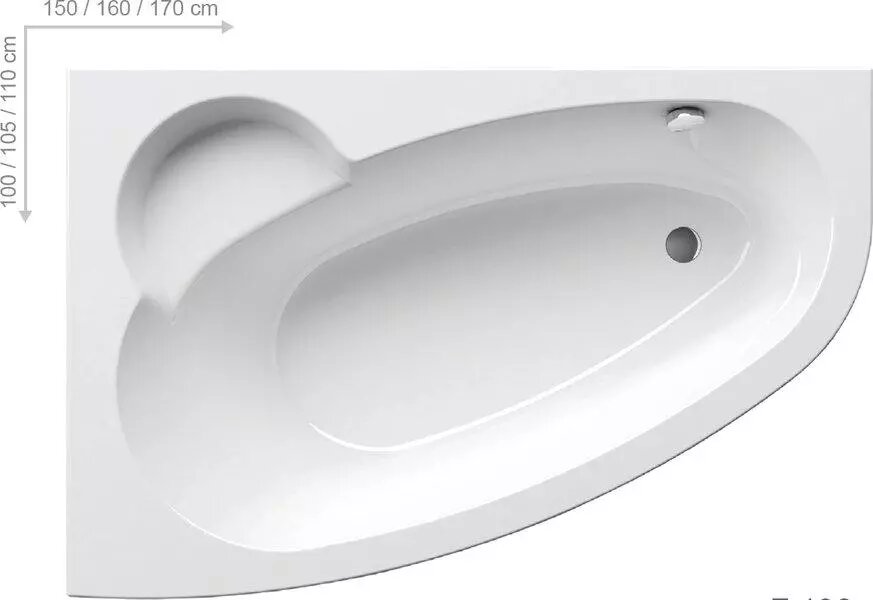 Ванна акриловая ассиметричная RAVAK ASYMMETRIC 170x110 L белая (C481000000) от компании Интернет-магазин ProComfort - фото 1