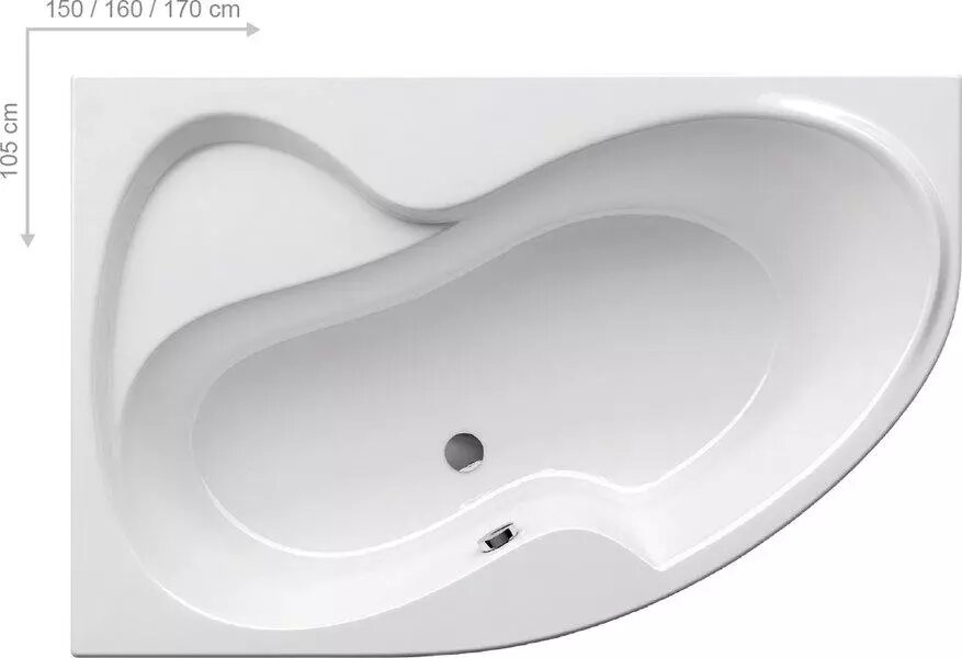 Ванна акриловая ассиметричная Ravak ROSA II 150х105 L белая (CK21000000) от компании Интернет-магазин ProComfort - фото 1