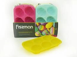 6702 FISSMAN Форма для выпекания 6 кексов "пасхальное яйцо" 26x17x3,2 см (силикон) (20 шт. в промо-коробке) от компании Интернет-магазин VPROK_kz - фото 1