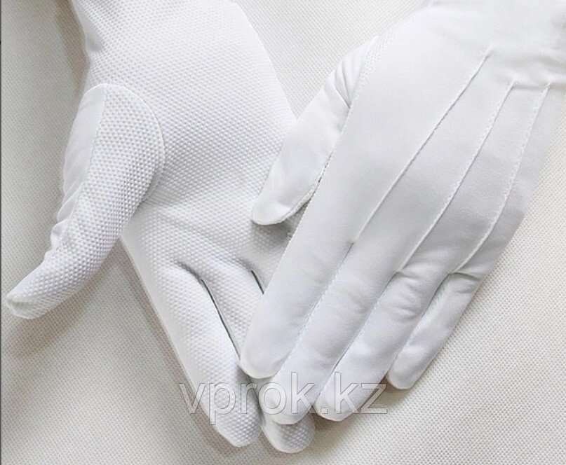 Белые перчатки с резиновой ладонью для официантов от компании Интернет-магазин VPROK_kz - фото 1
