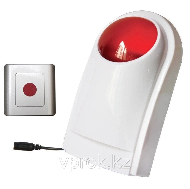 Беспроводная тревожная кнопка со светозвуковым оповещателем WL-106AW, радиус 150м от компании Интернет-магазин VPROK_kz - фото 1
