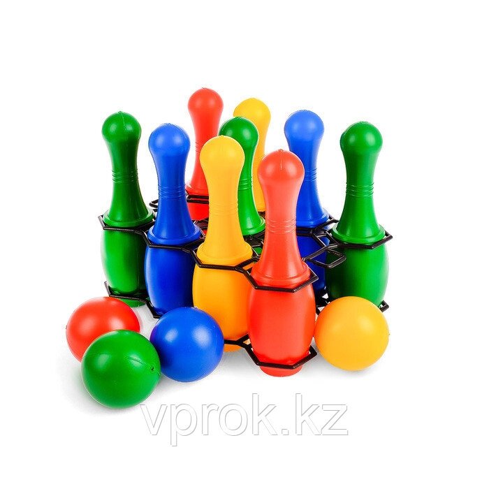 Боулинг цветной детский, 9 кеглей, 4 шара от компании Интернет-магазин VPROK_kz - фото 1