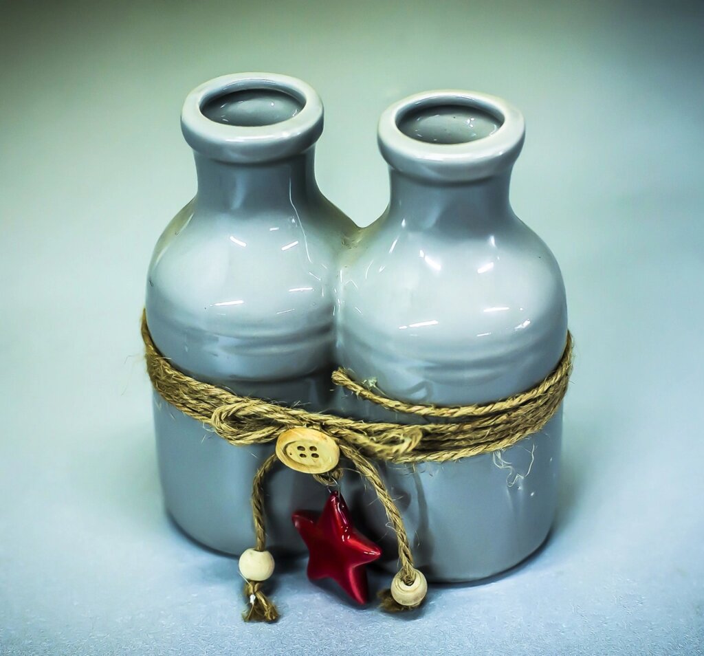 Бутылка декоративная "2 в 1" (керамика, серая),10х5,5х10см от компании Интернет-магазин VPROK_kz - фото 1