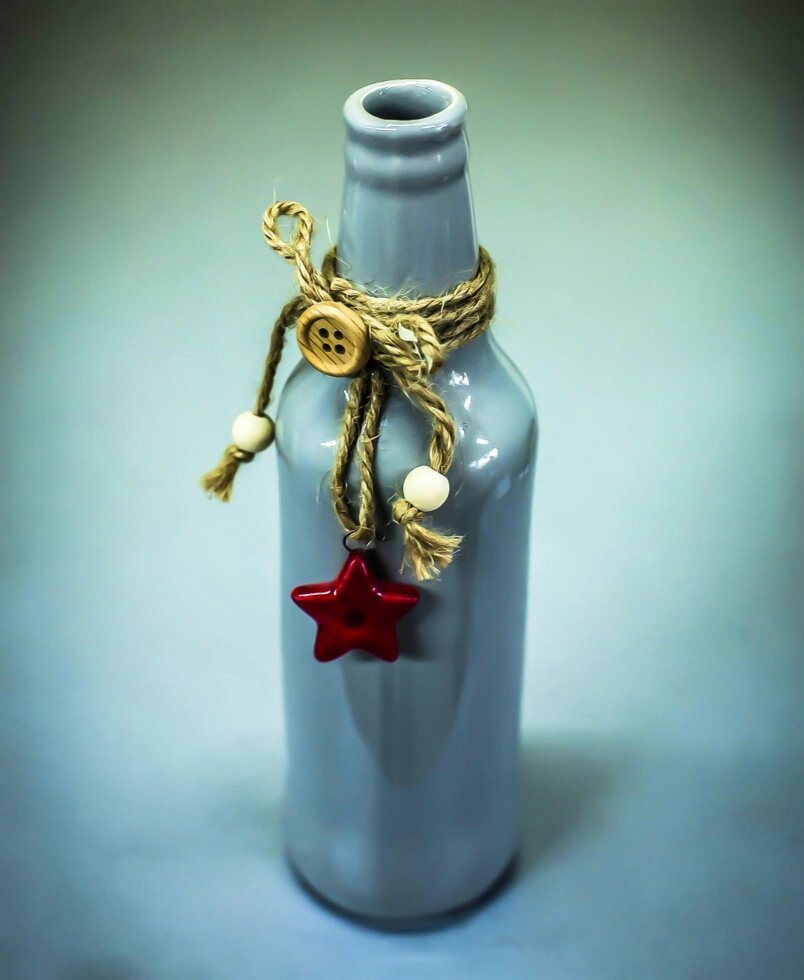 Бутылка декоративная (керамика, серая),5х19,5см от компании Интернет-магазин VPROK_kz - фото 1