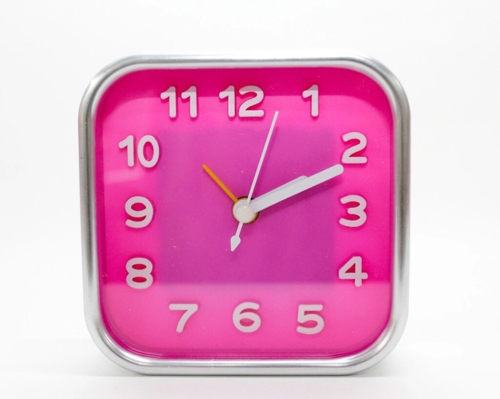 Часы-будильник квадратные, розовые, 10 см от компании Интернет-магазин VPROK_kz - фото 1
