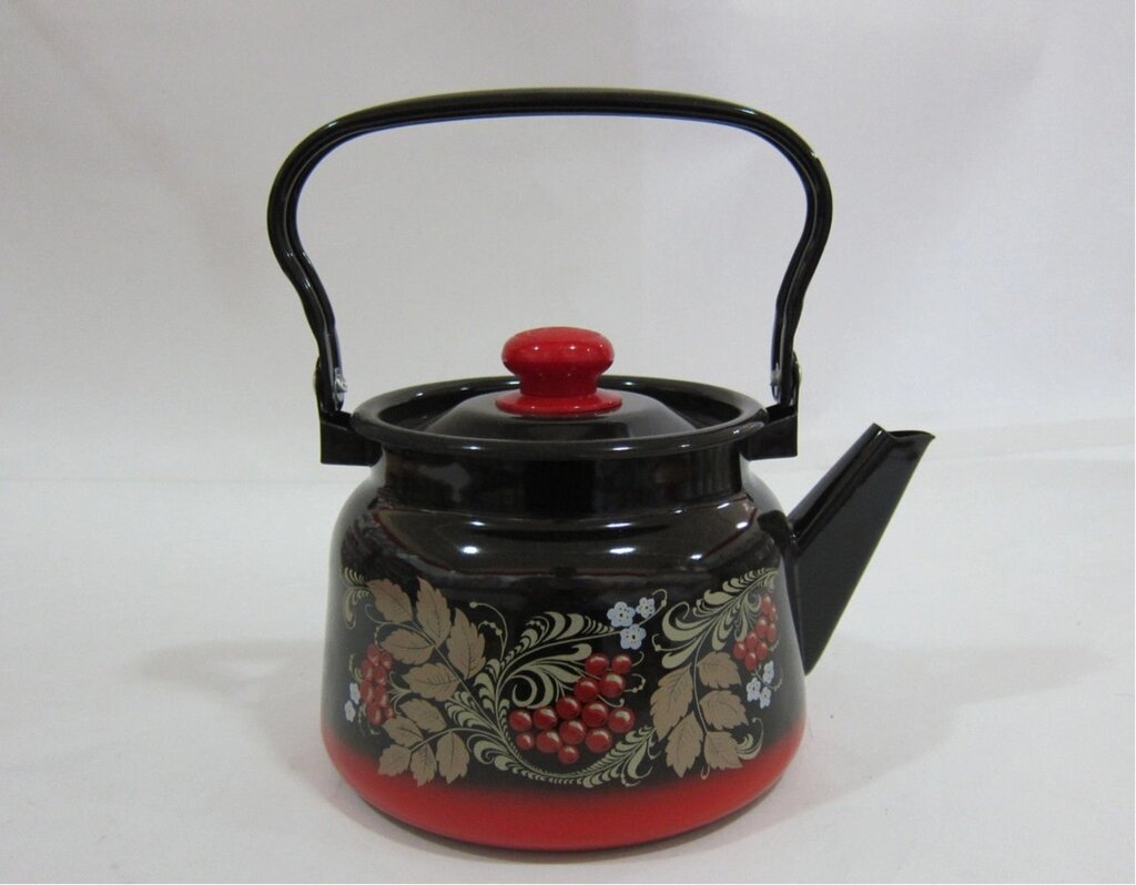 Чайник 2,3 л декор красно-черный с кнопкой С2714.38 от компании Интернет-магазин VPROK_kz - фото 1