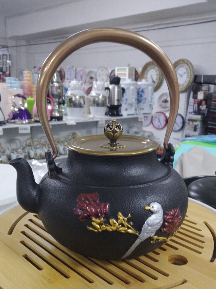Чайник чугунный "Птичка на ветке", 1л от компании Интернет-магазин VPROK_kz - фото 1