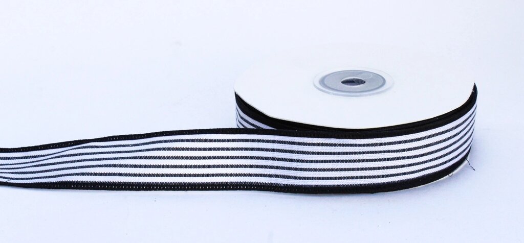 Декоративная лента для одежды, полосатая, черно-белая, 2.5 см от компании Интернет-магазин VPROK_kz - фото 1