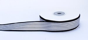 Декоративная лента для одежды, полосатая, черно-белая, 2.5 см