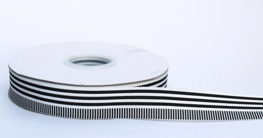 Декоративная лента для одежды, полосатая, черно-белая от компании Интернет-магазин VPROK_kz - фото 1