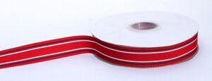 Декоративная лента для одежды, полосатая, красная с полосками