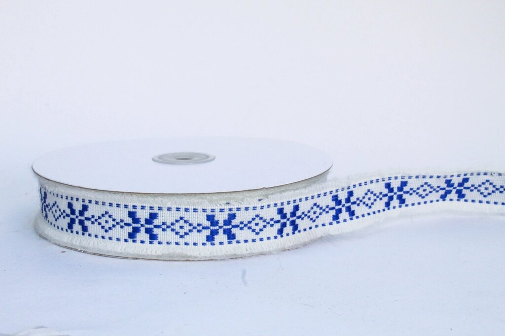 Декоративная лента для одежды с бахромой, сине-белая от компании Интернет-магазин VPROK_kz - фото 1