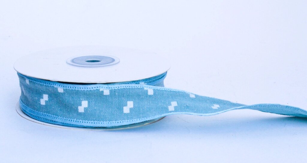 Декоративная лента, квадратики, бело-голубая, 1.5 см от компании Интернет-магазин VPROK_kz - фото 1