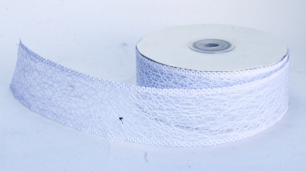 Декоративная лента паутинка, кружевная полу-прозрачная, белая, 3.5 см от компании Интернет-магазин VPROK_kz - фото 1