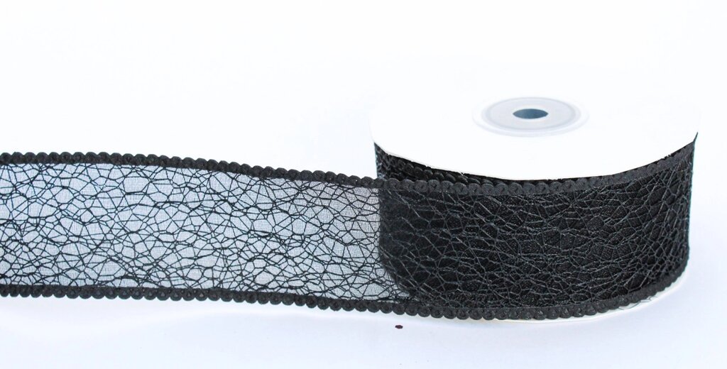 Декоративная лента паутинка, кружевная полу-прозрачная, черная, 3.5 см от компании Интернет-магазин VPROK_kz - фото 1