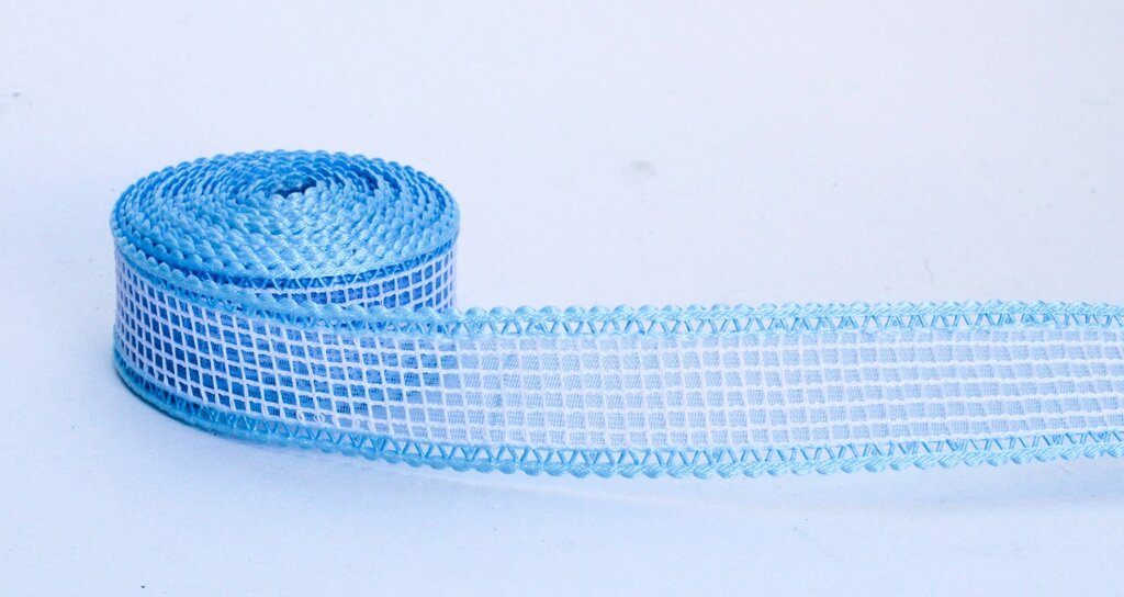 Декоративная лента полу-прозрачная, тканная, голубая, 2.5 см от компании Интернет-магазин VPROK_kz - фото 1