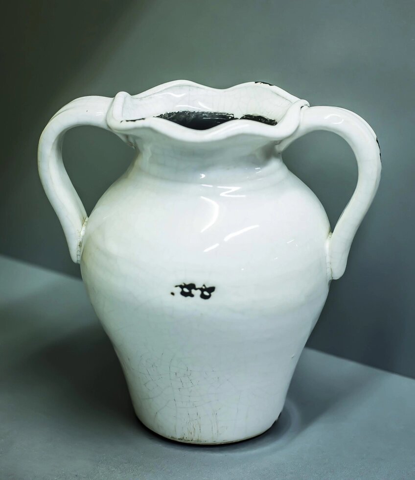 Декоративная настольная ваза "Кувшин с ручками" (керамика, белая),21см от компании Интернет-магазин VPROK_kz - фото 1
