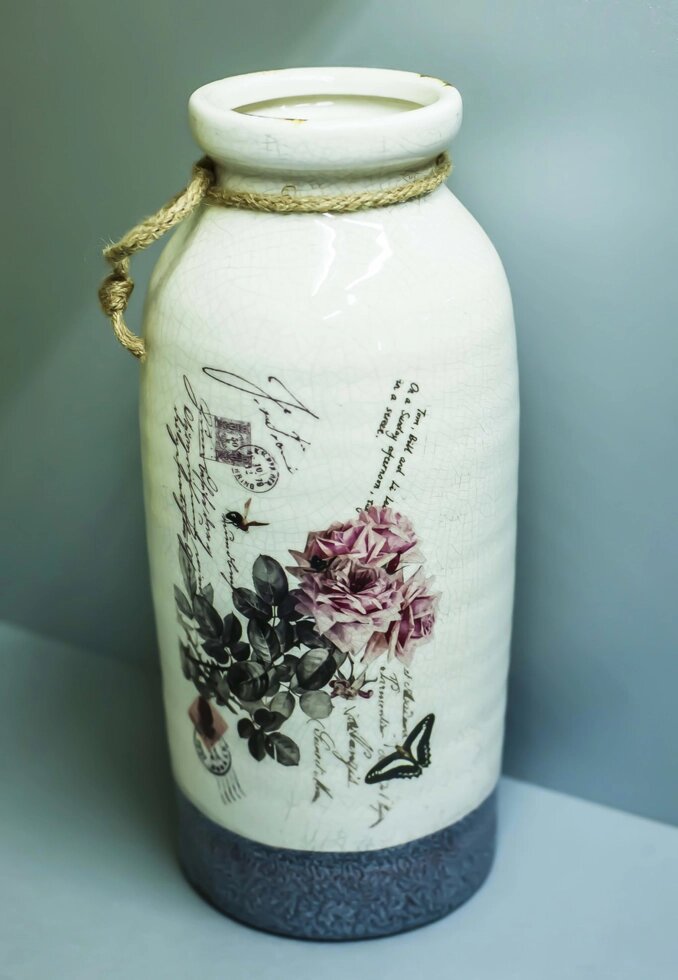 Декоративная настольная ваза "Розы" (керамика, белая),32см от компании Интернет-магазин VPROK_kz - фото 1