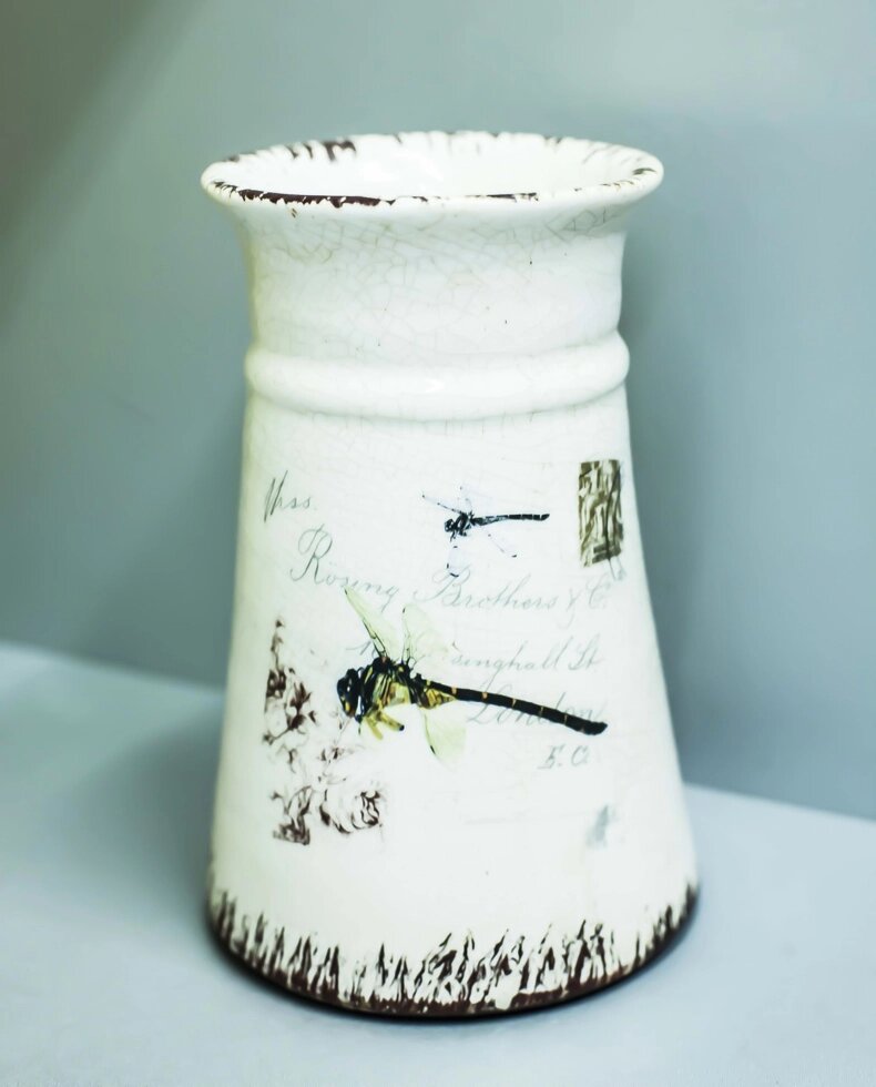 Декоративная настольная ваза с ручками "Попугаи" (керамика, белая),32см от компании Интернет-магазин VPROK_kz - фото 1