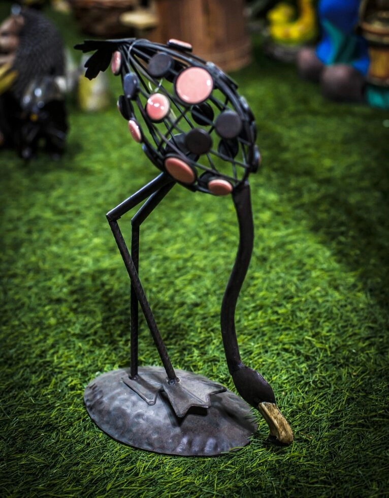 Декоративная садовая фигурка "Фламинго с опущенной головой" (черная), 40см от компании Интернет-магазин VPROK_kz - фото 1