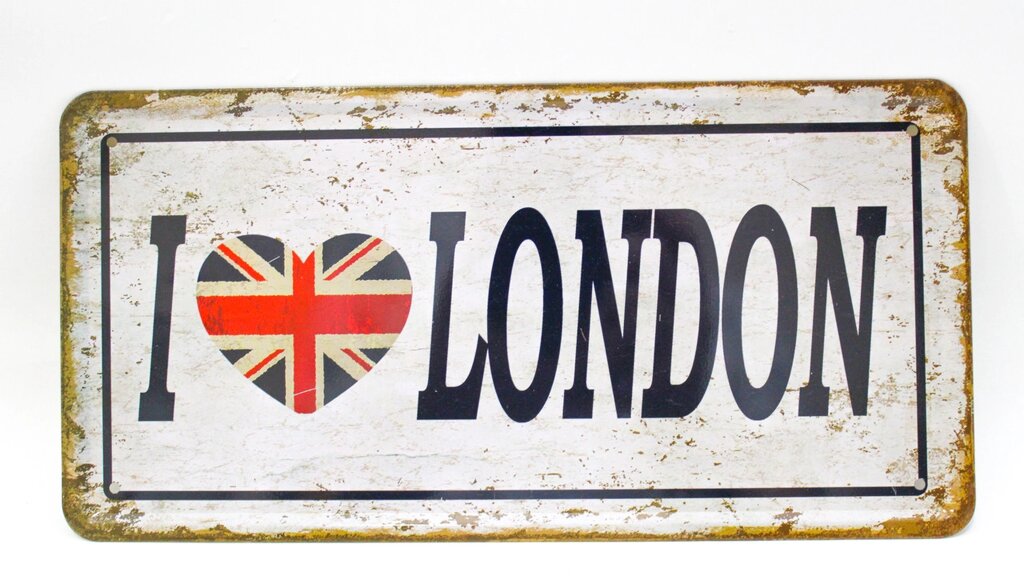 Декоративная жестяная табличка, "I love London", 15*30 см от компании Интернет-магазин VPROK_kz - фото 1