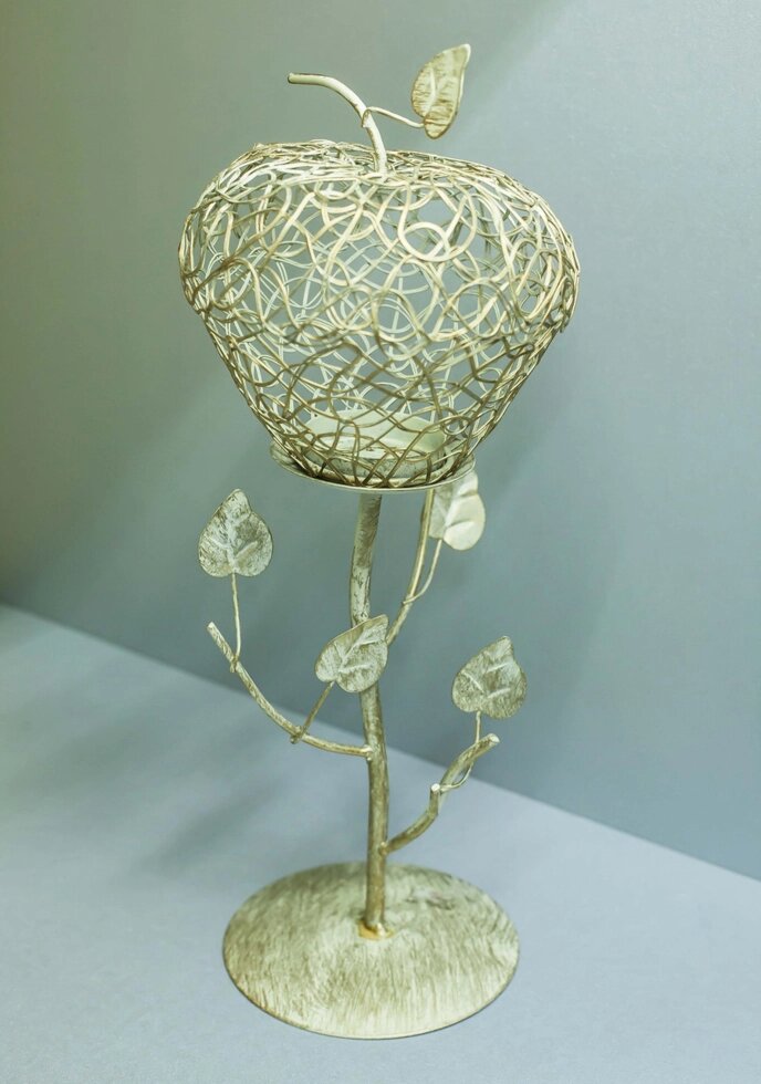 Декоративный подсвечник для чайной свечи "Яблоко на ветке" (металл) от компании Интернет-магазин VPROK_kz - фото 1