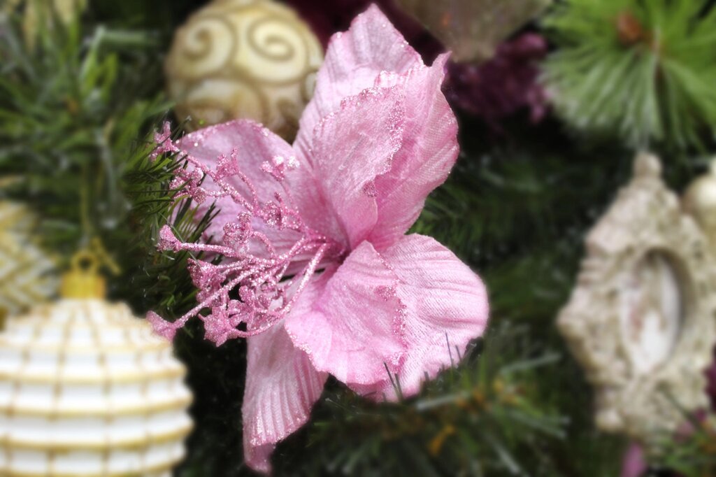 Дизайнерское новогоднее украшение, "Розовый цветок", 15 см от компании Интернет-магазин VPROK_kz - фото 1