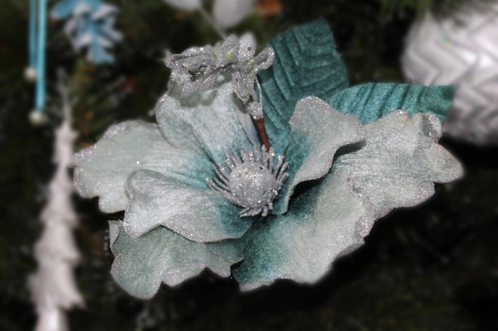 Дизайнерское новогоднее украшение, "Синий цветок", 15 см от компании Интернет-магазин VPROK_kz - фото 1