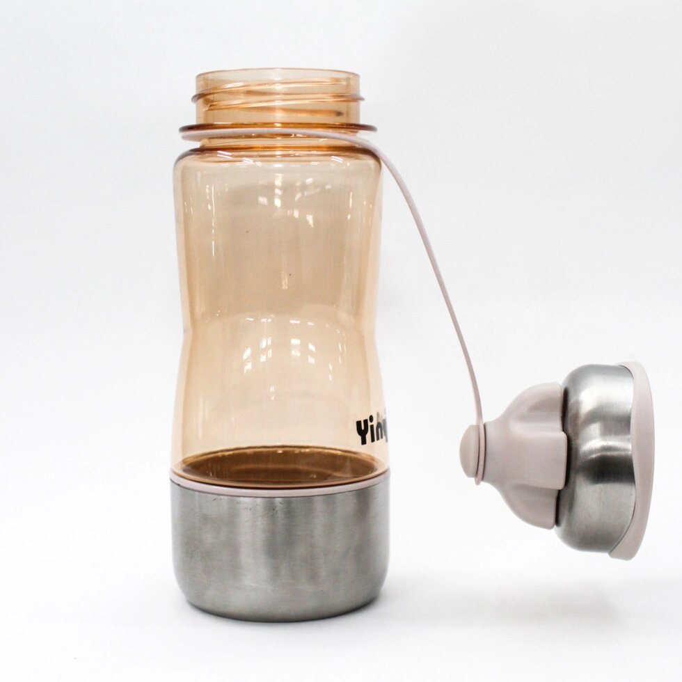 Эко бутылка для воды с поилкой, стаканом, 0,5 л, бежевая от компании Интернет-магазин VPROK_kz - фото 1