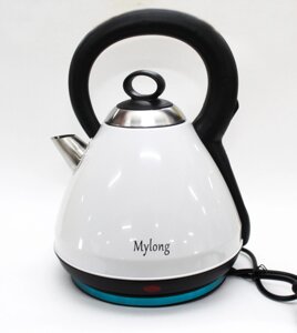 Электрический чайник MYLONG MY-3030, нержавеющая сталь, белый, 3 л.