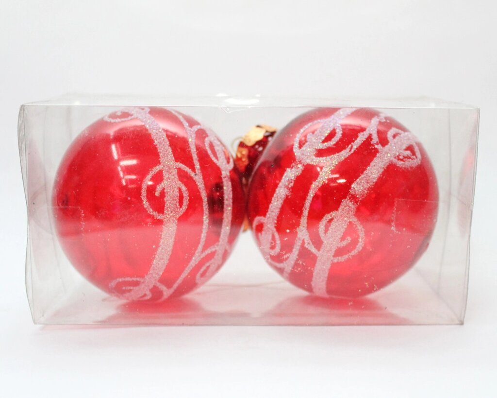 Ёлочные игрушки, 2 красных шарика от компании Интернет-магазин VPROK_kz - фото 1