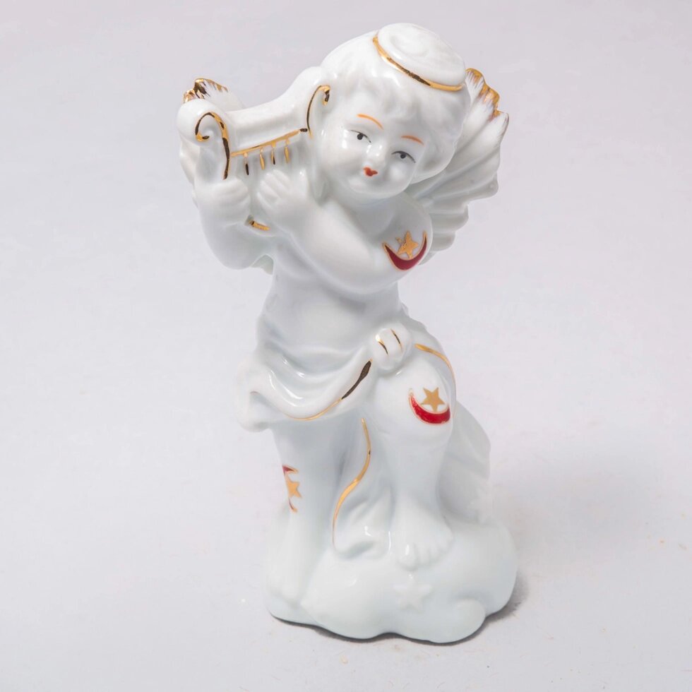 Фарфоровая статуэтка "Ангел с гуслями" (9см) от компании Интернет-магазин VPROK_kz - фото 1