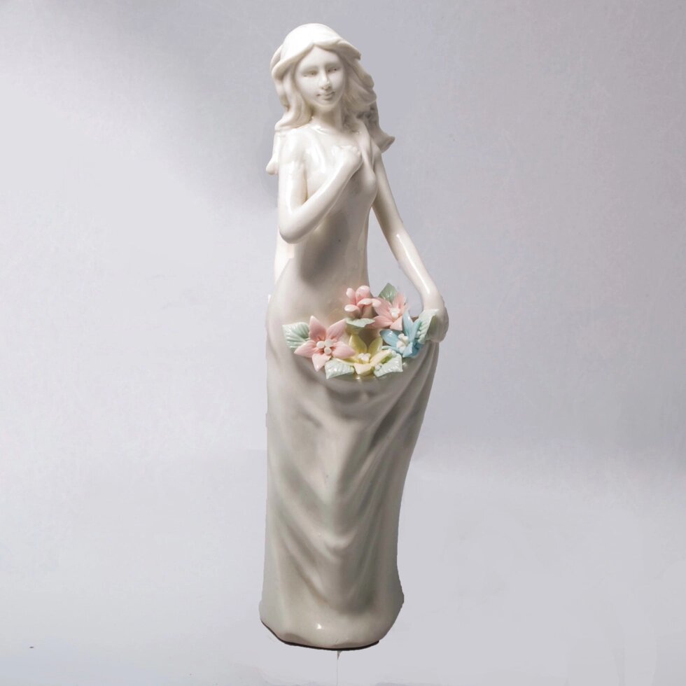 Фарфоровая статуэтка "Застенчивая девушка с цветами" от компании Интернет-магазин VPROK_kz - фото 1