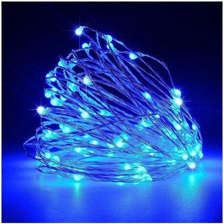 Гирлянда новогодняя светодиодная - 10 метров, 80 лампочек, голубой свет, светит постоянно от компании Интернет-магазин VPROK_kz - фото 1