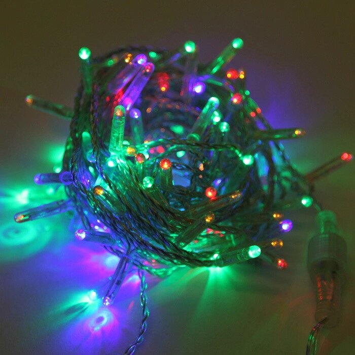 Гирлянда новогодняя светодиодная "Нить" - 10 метров, 80 лампочек, разноцветная, мерцающая от компании Интернет-магазин VPROK_kz - фото 1
