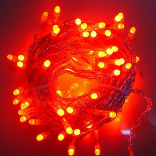 Гирлянда светодиодная "Нить" - 10 метров, 80 лампочек, красный свет, светит постоянно от компании Интернет-магазин VPROK_kz - фото 1