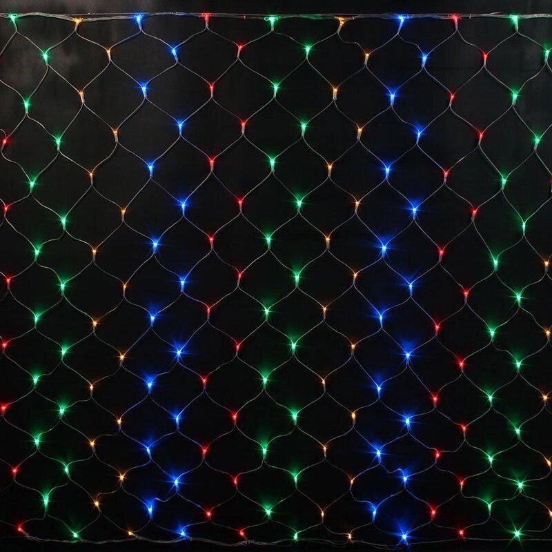 Гирлянда светодиодная "Сетка" - 1.5Х1.5 метра, разноцветная, мерцает от компании Интернет-магазин VPROK_kz - фото 1