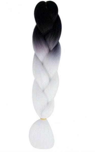 Канекалон черный-белый 65 см, косы для плетения от компании Интернет-магазин VPROK_kz - фото 1