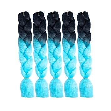Канекалон черный-бледно голубой 65 см, косы для плетения от компании Интернет-магазин VPROK_kz - фото 1
