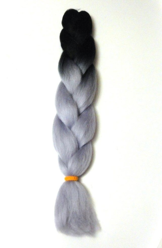 Канекалон черный-серый 65 см, косы для плетения от компании Интернет-магазин VPROK_kz - фото 1