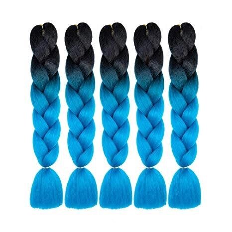 Канекалон черный-ярко голубой 65 см, косы для плетения от компании Интернет-магазин VPROK_kz - фото 1