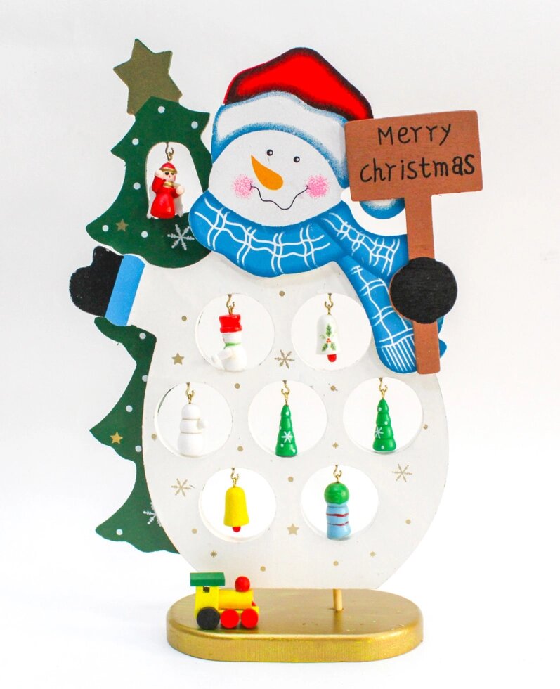 Картонный снеговик-пазл, фанера, 27 см от компании Интернет-магазин VPROK_kz - фото 1