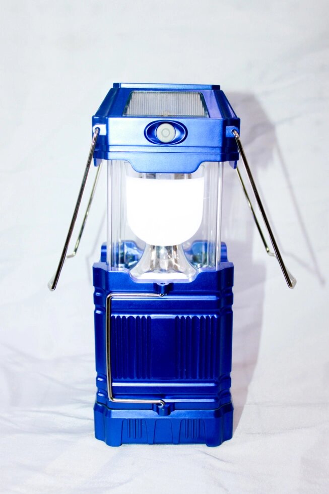 Кемпинговый фонарь с солнечной зарядкой, 9009А, синий от компании Интернет-магазин VPROK_kz - фото 1